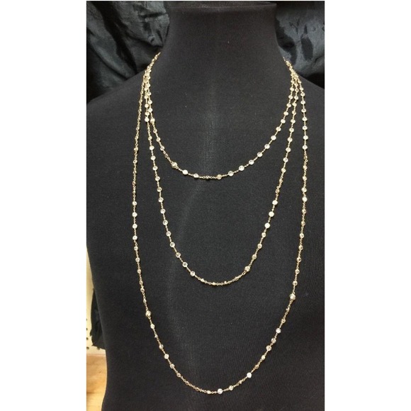 Henri Bendel Crystal Beaded Necklace Layered Strand Long Fashion Jewelry - Picture 9 of 10